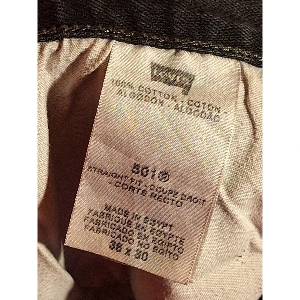 Levis 501 Original Fit Mens Faded Black Straight Denim Jeans 36x30 Grunge 90s